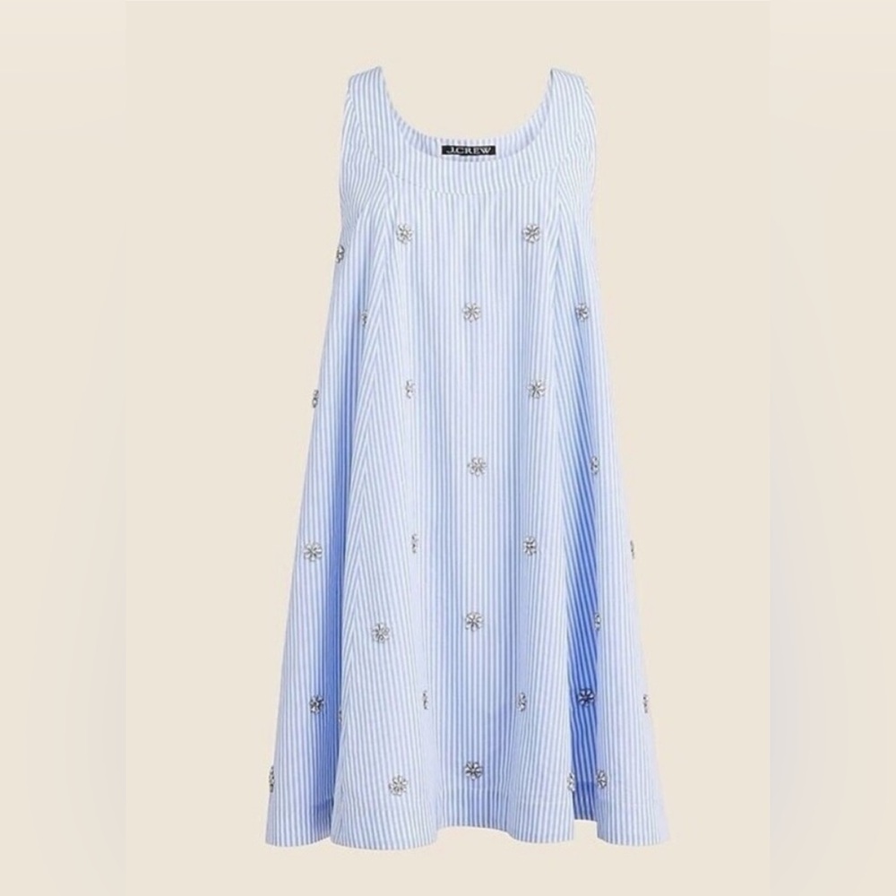 J. Crew Blue and White Striped Sleeveless Dress